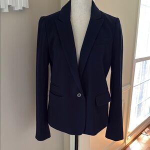 Ann Taylor Loft Women's 6 Single Button Navy Blazer Knit Fully Lined